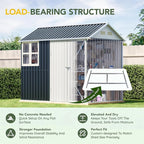 Breezz 6X8FT Outdoor Steel Storage Shed with Frame Floor,Clear Window, Lockable Doors, Weather-Resistant Metal Tool Shed for Garden, Backyard, Patio, and Utility Storage,Nightblue