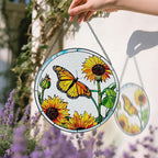 Stained Glass Window Hanging, 8 Inch Butterfly Sun Catchers Indoor Window, Suncatchers for Windows Hanging, Home Decoration and Christmas, Festival, Mother's Day, Birthday, Gifts for Women, Mom