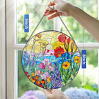 8-Inch Stained Glass Ornament, Stained Glass Window Hanging, Window Hanging Decor, Suncatcher Home Decor, Wildflowers Ornament | Mother's Day, Birthday, Christmas, Housewarming Gifts