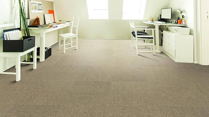 Mohawk Basics 24" x 24" Berber (Loop pile), 0.07" Pile Height, Carpet Tile, PET Fiber, Walnut Color, (24 Tiles), (96 sqft/carton)