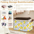 32L Large Storage Bins with Handles, Watercolor Fruit Basket Organizer for Shelves, Closet, Books, Laundry & Home Decor (Lemons)