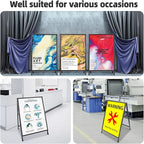 2 Pack Heavy Duty A-Frame Sidewalk Sign 24 x 36 Inch, Portable Double-Sided Sandwich Board Slide-in Folding Metal Signboard with 4 Plastic Poster Boards