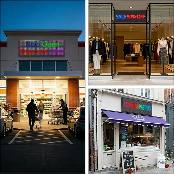 ‌Kochenkore P10 Programmable LED Sign, 39"x14" Scrolling Display, Waterproof Outdoor Digital Signage with WiFi Control, Indoor RGB Advertising Message Board for Business & Store Signs
