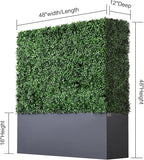 AGPL New Generation Artificial Hedge Green Wall with Dark Gray 201 Stainless Steel Planter Box (48" H 48" W12 D)