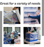 PSBM Stretch Wrap, 8 Pack, 12 Inch x 1500 Feet, 90 Gauge, Clear Plastic Cling, Cast Hand Stretch Film Rolls for Packaging Moving Packing Pallets