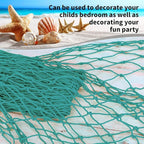 ZUEXT Aqua Decorative Fishing Net 80x40 Inch, 2 Pack Large Picture Fish Net, Wall Photo Hanging Fishnet for Nautical Mermaid Pirate Ocean Themed Hawaii Beach Under the Sea Party Decorations
