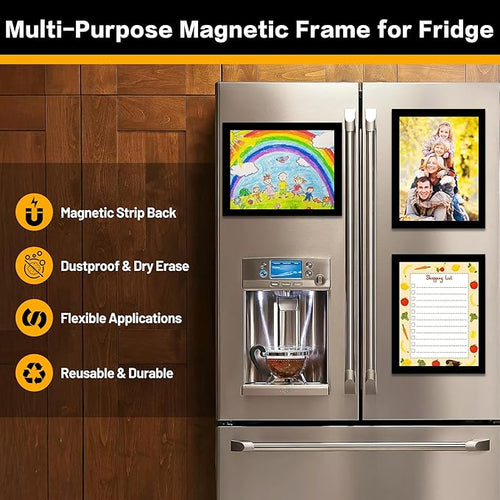 10-Pack Magnetic Sign Holders 8.5 x 11 - Magnetic Frames for Fridge & Metal Surfaces - Document & Paper Display Holders, Picture/Poster/Photo Frames for Home, Office, Classroom