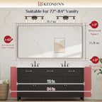 Keonjinn Black Bathroom Mirror for Over Sink, 72” x 36” Large Rounded Rectangle Bathroom Vanity Mirror, Matte Black Farmhouse Wall Mirror, HD Tempered Glass, Seamless Metal Frame(Horizontal/Vertical)