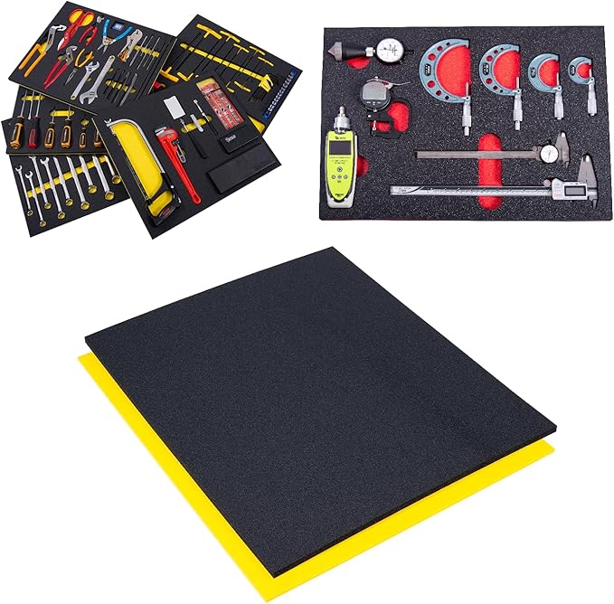 5S Tool Box Shadow Foam Organizers (2 Color) Custom Size (20" x 40", Black Top/Yellow Bottom)