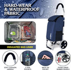 Ultra-Lightweight Foldable Grocery Cart with 40L Capacity, Soft Rolling Wheels, Removable Insulated Bag – Multi-Purpose Personal Hand Truck (Blue)
