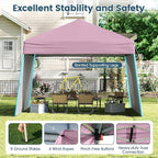 Tangkula 10x9.2 Ft Pop up Canopy with Sidewalls, UPF50+ Outdoor Tent with 8 Stakes, 4 Wind Ropes, Carry Bag, Portable Canopy Tent with Awnings for Camping, Patio, Market