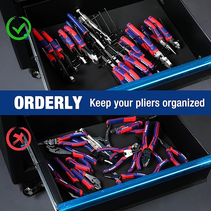 WORKPRO 2-Pack Plier Organizer Rack, Pliers Holder and Cutter Organizers, 20 Slots Tool Drawer Organizer, Plier Rack for Spring-Loaded, Regular and Wide-Handle Pliers (Pliers Not Included)