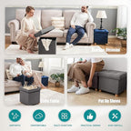 BRIAN & DANY Ottoman with Storage, Small Storage Ottoman for Dorm, Linen Folding Ottoman Foot Stool with Legs for Living Room and Bedroom, 15"x15"x15" - Gray