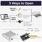 Volcora 16" Cash Register Drawer for Point of Sale (POS) System with 5 Bill 6 Coin Cash Tray, Removable Coin Compartment, 24V, RJ11/RJ12 Key-Lock, Media Slot, White - for Stores, Shops and Businesses