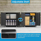 Metal Storage Cabinets with Door Pegboard,Lockable Garage Storage Cabinets with Wheels for Garage, Home, Office,Assembly Required,Black,13.8" D x 26" W x 34.3" H