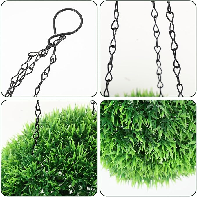 Lurrose Artificial Plant Topiary Ball Hanging Decor Lifelike Fake Greenery Sphere for Outdoor Garden Patio Indoor Home Wedding and Commercial Ceiling Ornament Faux Plant Ball