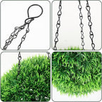 Lurrose Artificial Plant Topiary Ball Hanging Decor Lifelike Fake Greenery Sphere for Outdoor Garden Patio Indoor Home Wedding and Commercial Ceiling Ornament Faux Plant Ball
