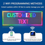 HS Programmable Scrolling Led Sign, Outdoor Digital Display Messsage Board, Full Color High Brightness WIFI Control,Text Customable, for Business Store Restaurant Public(P10 39''x14'')