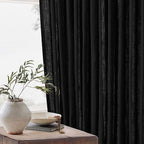Black Pinch Pleated Linen Cafe Curtains 45 Inch Length 2 Panels for Dining Room Kitchen Bedroom Semi Sheer Pleat Drapes with Hooks Rings Light Filtering Short Window Curtain Cabinet 40x45