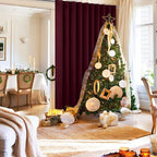 Hiasan Christmas Room Divider Curtains Blackout Patio Sliding Door Curtain Privacy Room Thermal Insulated Noise Reduction Panel with Back Tab & Rod Pocket for Glass Door (80 x 84 Inches, Burgundy)