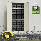 Greenvelly Metal Storage Cabinet, 72" Gray Steel Garage Cabinet with Doors and Adjustable Shelves, Metal Cabinet with Lock,Garage Cabinets and Storage System for Garage,Home Office,School