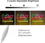 Cupcakes Neon Sign, Cupcakes Neon Lights Hanging Wall Art Decoration for Bakery Cafe Business Service Home Shop/Truck, USB Powered Ultra Bright Dimmable, 14.17×12.6 inches