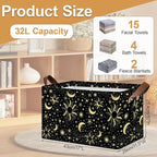 Decorative 32L Starry Night Sky Storage Bins with Handles, Organization and Storage, Cube Storage Organizer for Hamper, Nursery