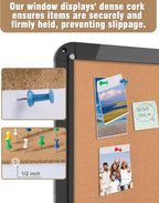 Mifuro 38"x28" Enclosed Bulletin Board, Lockable Weather-Resistant Aluminum Cork Noticeboard for School & Office, Black Frame w/Cork