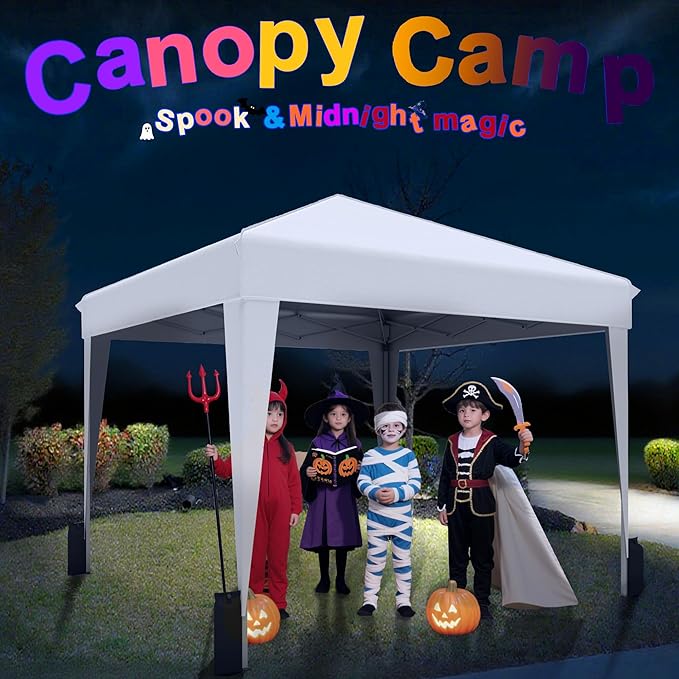 SANWAY 10x10 Pop up Canopy Tent, One-Button, Outdoor Instant Canopy Protable for Events, Camping, Parties, Vendor, Beach Tent - White