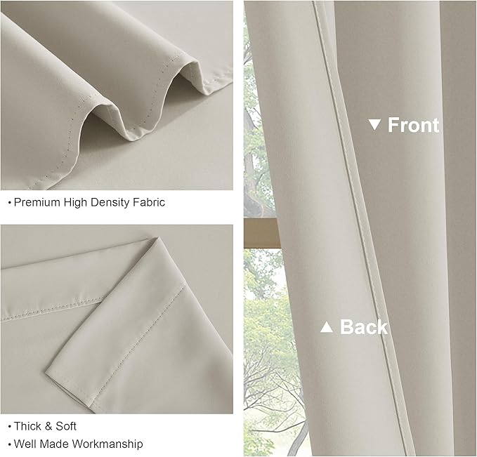 PONY DANCE Cream Short Window Curtains for Kitchen 36 inch Long, 2 Panels Set Half Window Drapes for Bedroom Basement, Blackout Small Curtains for Travel Trailers, Width 29 x Length 36 inches