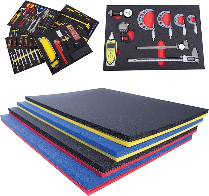 5S TOOL BOX SHADOW FOAM ORGANIZERS (2 COLOR) CUSTOM SIZE ROLL (48" x 108", Blue Top/Yellow Bottom)
