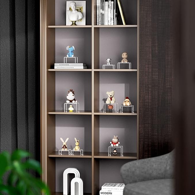 NIUBEE Acrylic Display Risers Stand 2 Sets,3 Steps Clear Riser Shelf Showcase for Amiibo Funko POP Figures -3"x3"x4"