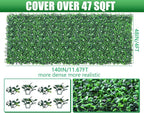 48"x 144"(47 sq.ft) Artificial Boxwood Roll Panels with Flowers, UV-Anti Faux Ivy Leaves Privacy Fence Screen, Grass Wall Roll Panels for Indoor Home Decor and Outdoor Garden Backyard