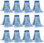 Matthew Microfiber Tube Mop(Meduim,Blue,12Pack) Heavy Duty Mop Head Replacement,Excellent Absorbency,Premium launderability,Reusable,Loop end for Home,Commercial&Industrial Use