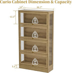 Display Cabinet with Acrylic Glass Doors,4-Tiers Curio Cabinet with LED Lighting for Collectibles, Collectibles Toy Organizers Rack & Display Shelf Display Case Storage Cabinet, Nature