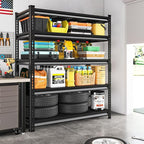 48" W Garage Storage Shelves Heavy Duty, 2800LBS Loads Adjustable Garage Shelving, 5-Tier Metal Shelving Units and Storage Racks, Industrial Utility Shelf,48" Wx18 Dx78 H, Black