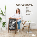 Ilyapa Wooden Sandwich Board Signs Outdoor A Frame Chalkboard Sign with Eraser & Chalk - Magnetic Sidewalk Sign 20x40 - Chalkboard Easel for Restaurant, Business or Wedding