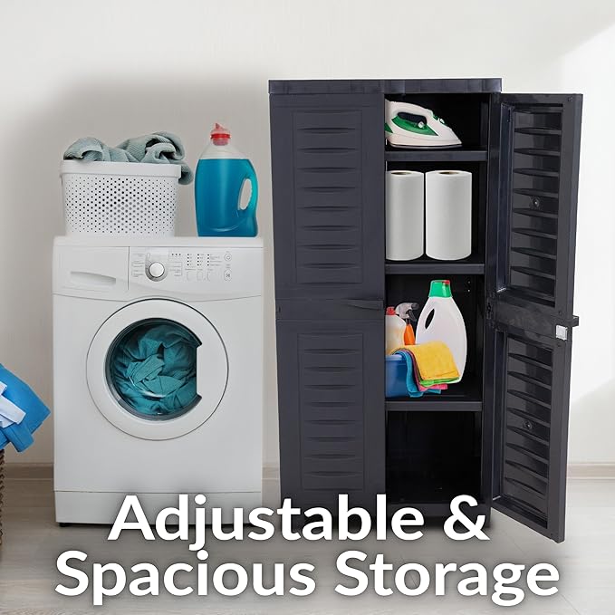 Sunnydaze Storage Cabinet - Plastic Storage Cabinet - 48.75" H - Garage, Office, Home, Laundry Room