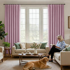 Joydeco Pinch Pleated Curtains - 100% Blackout for Bedroom, Pink Linen Curtains 40" W x 84" L, Thermal Insulated 2 Panels Light Blocking Drapes, Back Tabs for Living Room