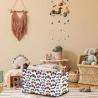 Cartoon Cars Storage Basket Large 17x11.5x10.5 Inche-Collapsible Fabric Organizer Bin with Handles for Bedroom,Living Room, Playroom-Foldable Decorative Hamper with Truck Graphic Design-Single Pack
