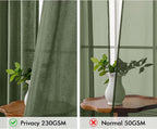 MIULEE Non-See-Through Privacy Linen Curtains 2 Panels, Light Filtering Window Curtains Farnhouse Textured Back Tab Semi Sheer Drapes for Bedroom Living Room, 52 x 108 Inches Long, Olive Green