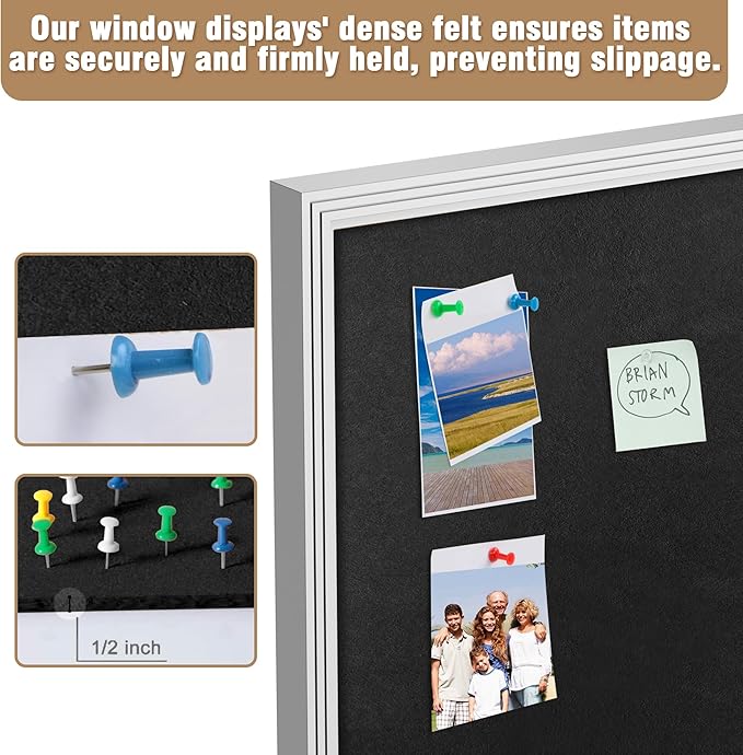 Mifuro 70"x34" Enclosed Bulletin Board, Outdoor Lockable Weather-Resistant Aluminum Cork Noticeboard for School & Office, Silver Frame w/Black Flet