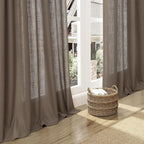 Dark Taupe Linen Curtains 90 Inch Length 2 Panels Set for Living Room Rod Pocket Back Tab Window Drapes Light Filtering Modern Farmhouse Curtain 90 Inches Long for Dining Room Bedroom Nursery 52x90