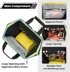 Tool Bag Backpack with Zipper Pouch and Magnetic Attraction Area, Heavy-Duty Tool Storage Organizer Bag, Tactical Work Tool Bag for Electrician, Repairman, HVAC Techs, Black