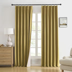DUALIFE Mustard Yellow Pinch Pleated Blackout Curtains 96 Inches Long, Back Tab with Hooks, Linen Full Black Out Thermal Insulated Track Curtain for Bedroom Living Room,40 W x 96 L, 2 Panels