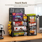 Metal Snack Rack with Frame Baskets, 4-Tier Candy & Chip Display Stand for Countertop, Organizer Shelf for Kitchen Pantry, Office, Store