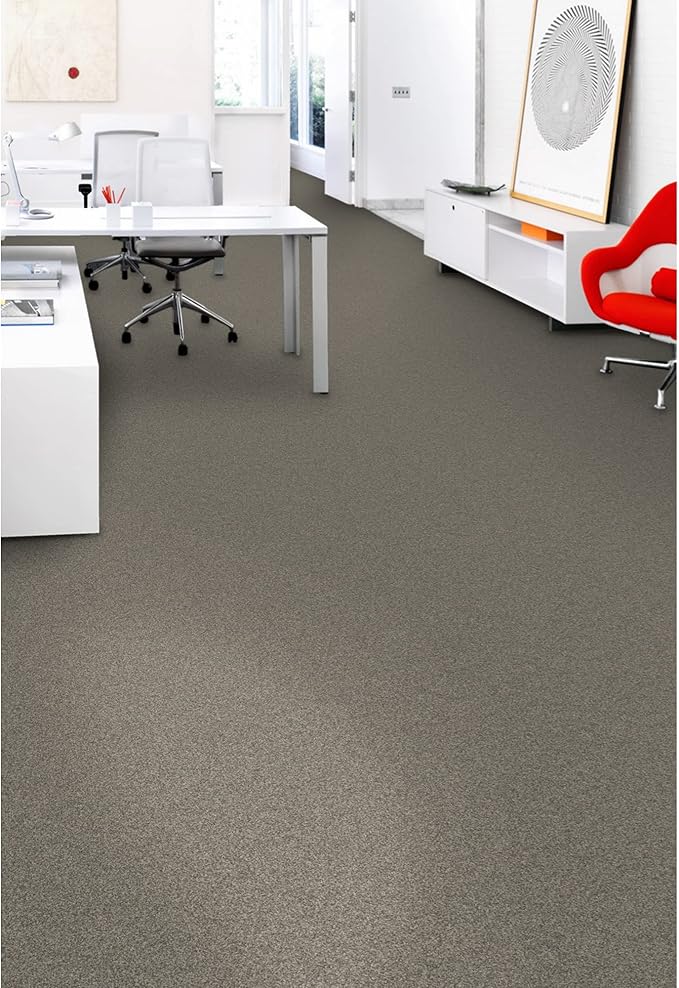 Mohawk Basics 24" x 24" Berber (Loop pile), 0.07" Pile Height, Carpet Tile, PET Fiber, Dime Color, (24 Tiles), (96 sqft/carton)