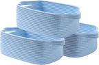 KALLAX Small Woven Basket, 14 x 10 x 5.6 Inches, Small Storage Baskets for Organizing, Gift Baskets Empty, Cute Rope Shelf Closet Storage Bins for Shelves, Dog Toy Basket, Light Blue