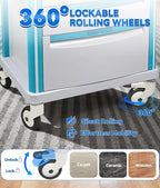 Medical Medical Rolling Crash Cart with CPR Board, IV Pole, O₂ Holder, 5 Drawers & Dividers, Mobile Emergency Cart for Hospital Clinic, 24.4" W x 18.5" D x 36.2" H (with 5 Drawers)