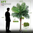 Large Artificial Palm Tree Big Faux Tropical Phoenix Trees Indoor Outdoor Realistic Floor Plants Tall Fake Plant for Modern Home Living Room Office Decor Porch Outside Patio arboles para decoracion